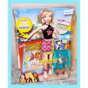 VTG 2004 Barbie My Scene Fashion Doll Delancey 12" Jammin' in Jamaica Movie DVD